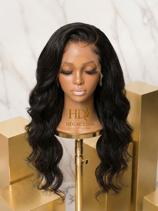 HDLace.com HD Full Lace Body Wave Wig — soft loose S-waves in 100% human hair on undetectable HD lace