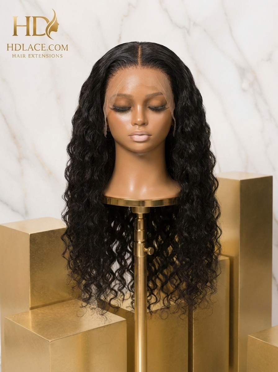 HDLace.com HD Full Lace Deep Wave Wig — defined dramatic S-pattern waves in 100% human hair on HD lace