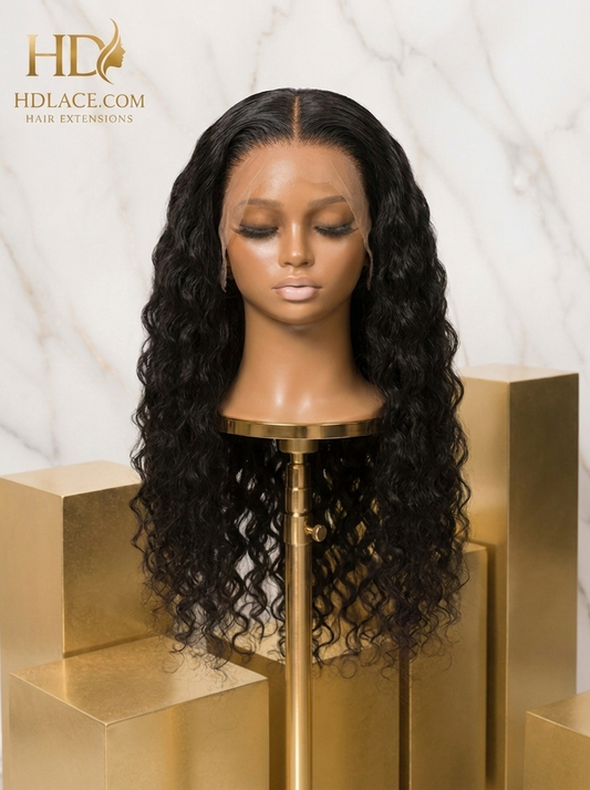HDLace.com HD Full Lace Deep Wave Wig — defined dramatic S-pattern waves in 100% human hair on HD lace