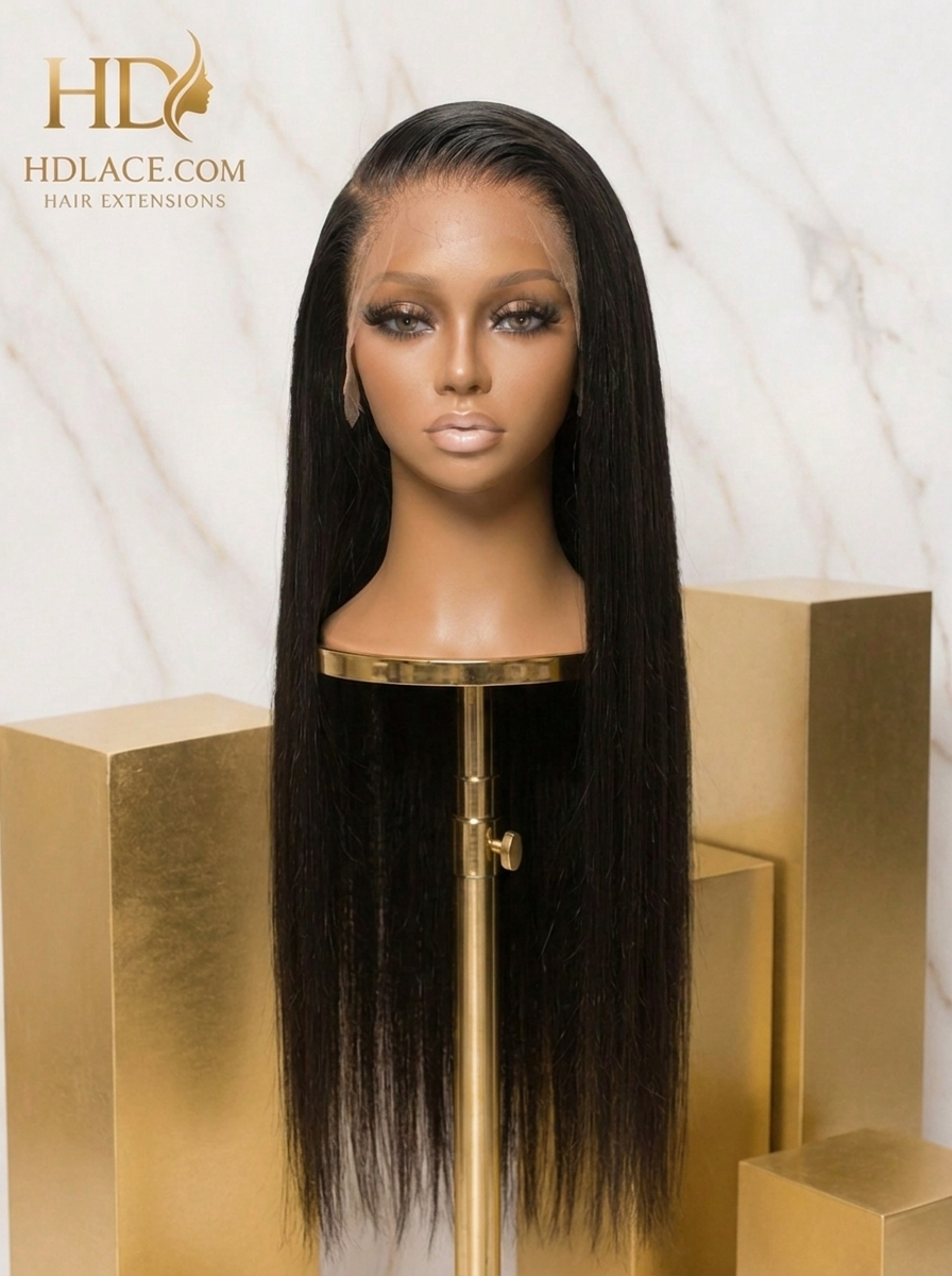 HDLace.com HD Full Lace Straight Wig — sleek silk-straight 100% human hair on undetectable HD lace