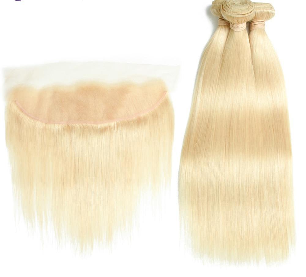 4 Brazilian Straight Blonde #613 Bundles with 13x4 Lace Frontal - HDLace.com